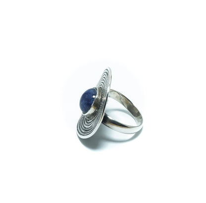 Circular Sodalite design luxury solid silver ring - ITIncanTraditional