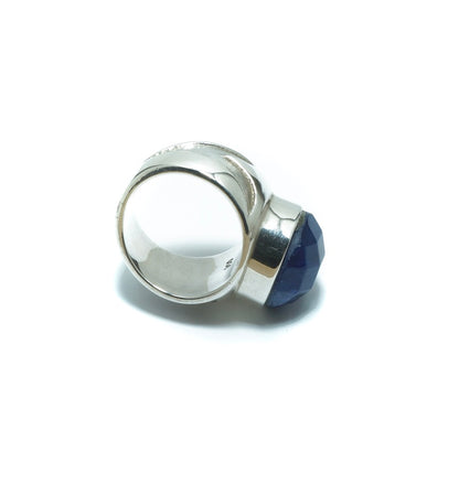 Faceted Sodalite design luxury solid silver ring - ITIncanTraditional