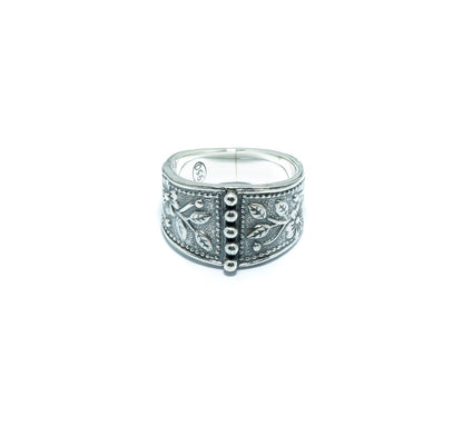 Floral design luxury silver ring - ITIncanTraditional