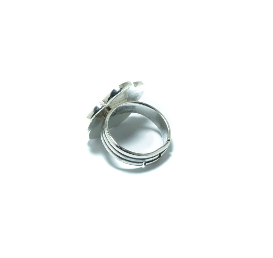 Geometrical luxury solid silver ring - ITIncanTraditional