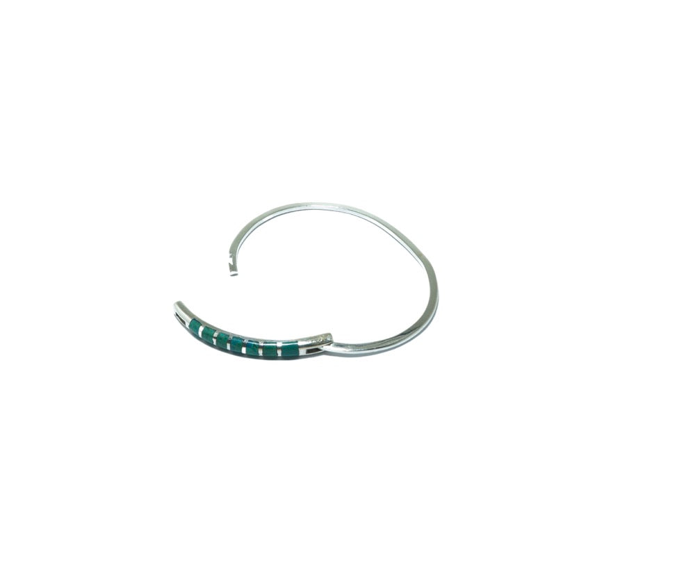 Chrysocolla design solid silver bracelet - ITIncanTraditional