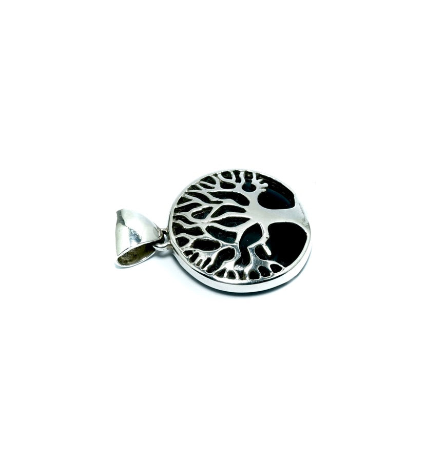 Onyx Tree of life luxury solid silver pendant - ITIncanTraditional