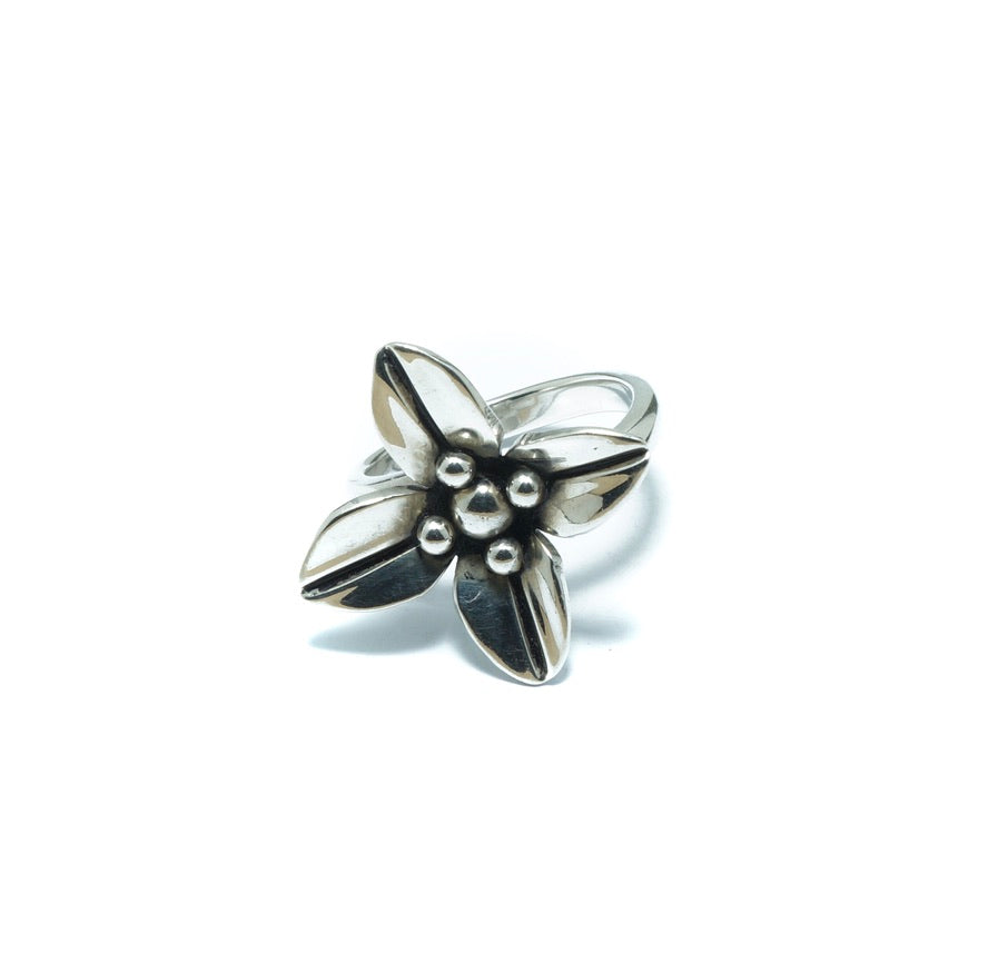 Flower fabulous luxury silver solid ring - ITIncanTraditional