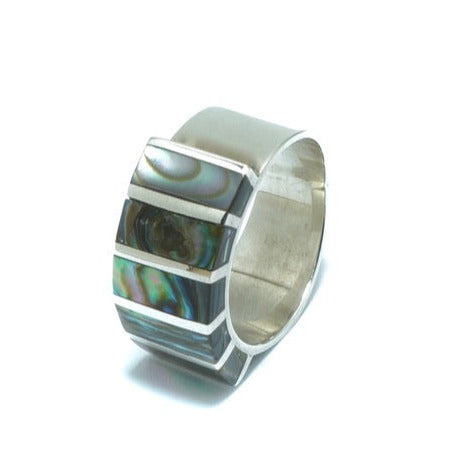 Abalone rectangular silver ring - ITIncanTraditional