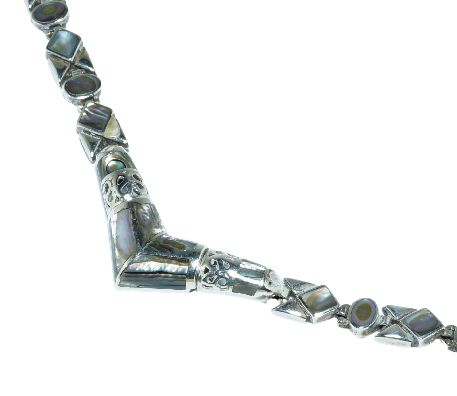 Abalone luxury design solid silver necklace - ITIncanTraditional