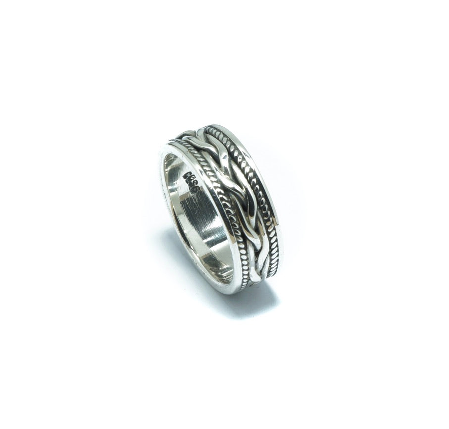 Chain II luxury silver solid ring - ITIncanTraditional