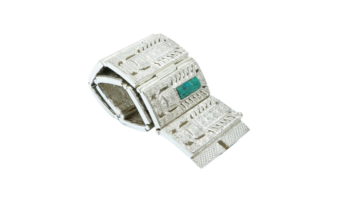 Massive Raimondi Stele Chrysocolla luxury design solid silver bracelet - ITIncanTraditional