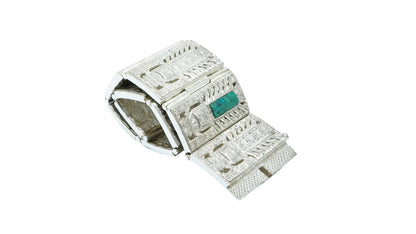 Massive Raimondi Stele Chrysocolla luxury design solid silver bracelet - ITIncanTraditional