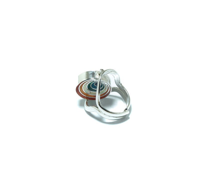 Pachamama double luxury silver ring with multiple stones and shells II - ITIncanTraditional