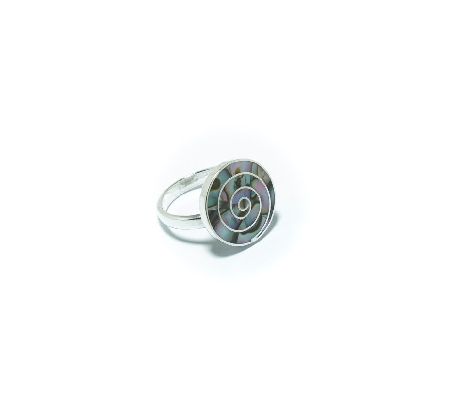 Spiral Abalone luxury solid silver ring - ITIncanTraditional