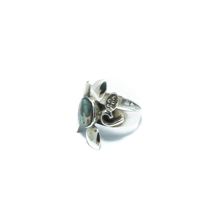 Abalone luxury floral silver ring - ITIncanTraditional