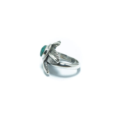 Chrysocolla flower solid elegant ring - ITIncanTraditional