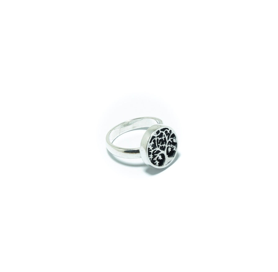 Tree of Life solid silver ring in oxidized silver - ITIncanTraditional