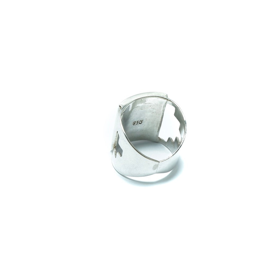 Incan flag luxury silver ring with Chacana motives - ITIncanTraditional