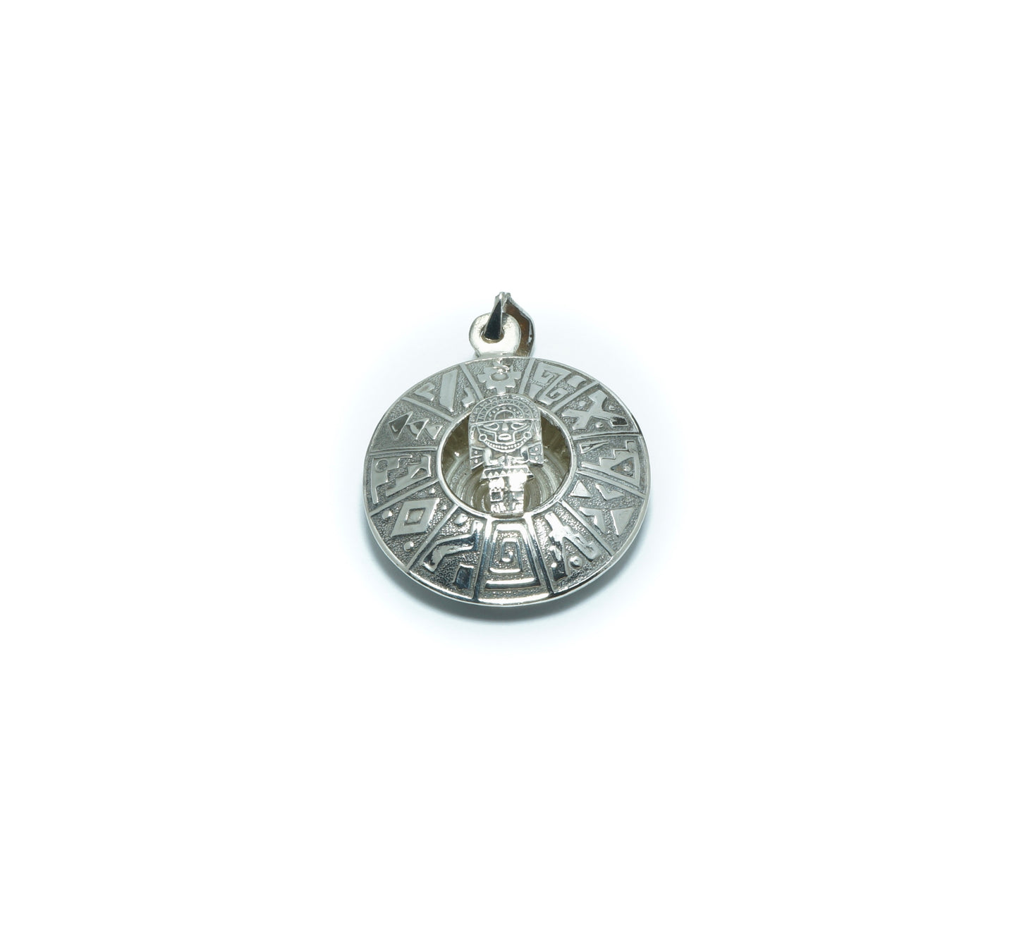 Incan Calendar luxury solid oxidized silver pendant - ITIncanTraditional