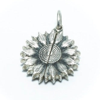 Sunflower luxury solid oxidized silver pendant - ITIncanTraditional