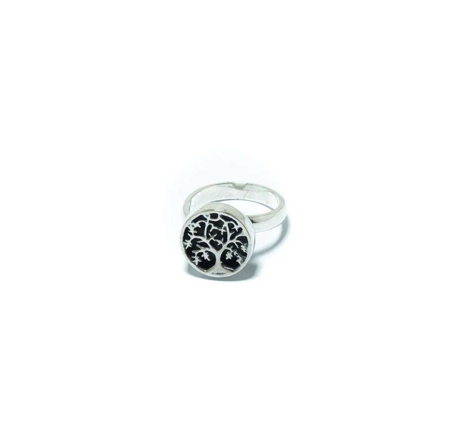 Tree of Life solid silver ring in oxidized silver - ITIncanTraditional