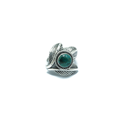 Chrysocolla flower solid elegant ring - ITIncanTraditional