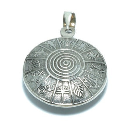 Incan Calendar luxury solid oxidized silver pendant - ITIncanTraditional