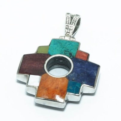 Chacana double luxury solid silver pendant - ITIncanTraditional