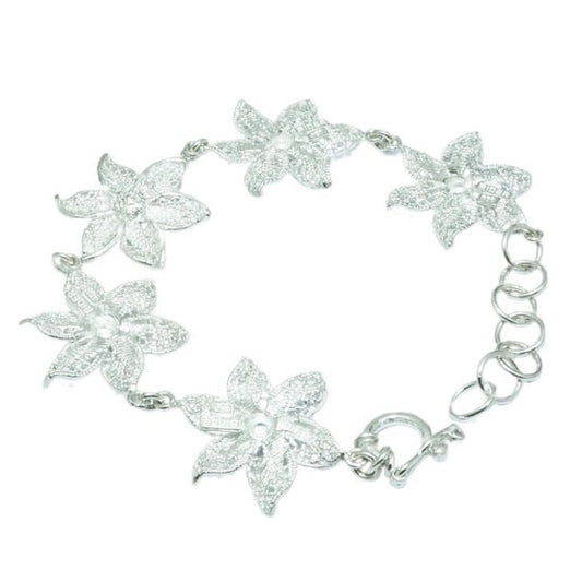 Filigree Flower luxury elegant silver bracelet - ITIncanTraditional