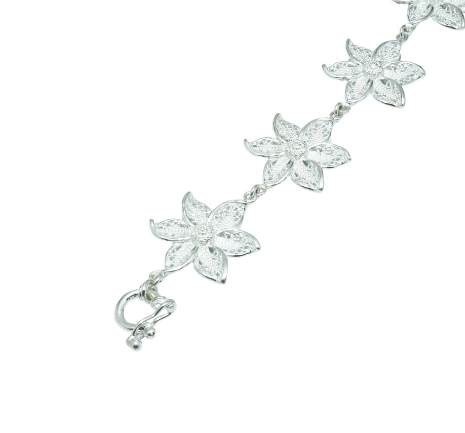 Filigree Flower luxury elegant silver bracelet - ITIncanTraditional