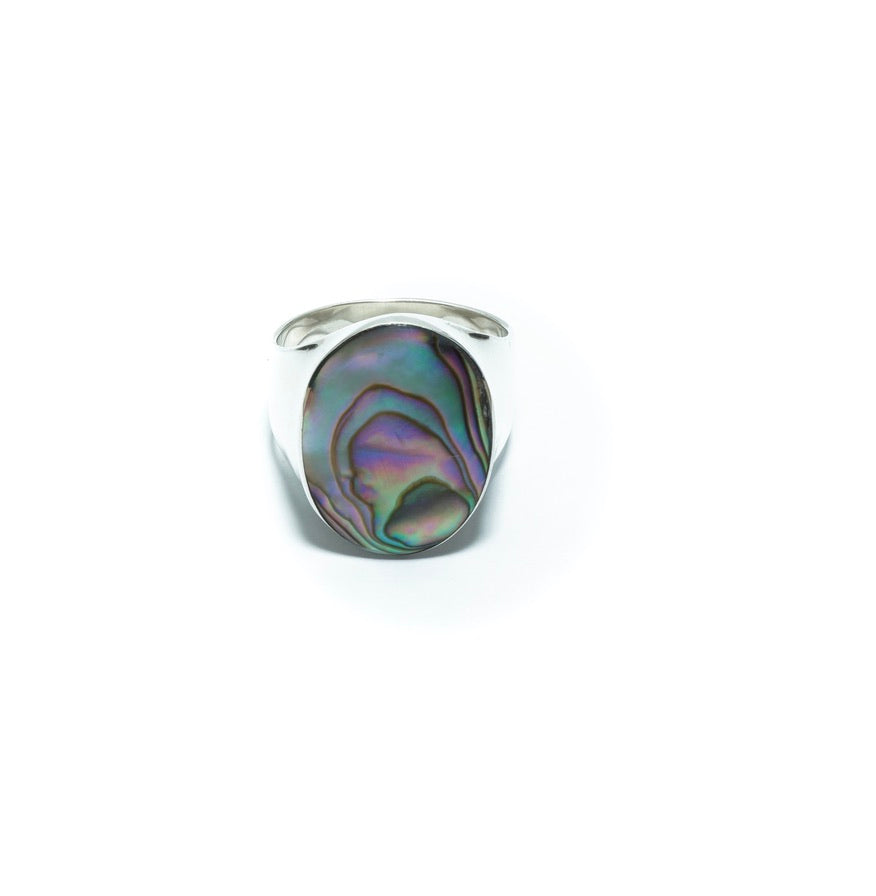 Oval Abalone luxury solid silver ring - ITIncanTraditional