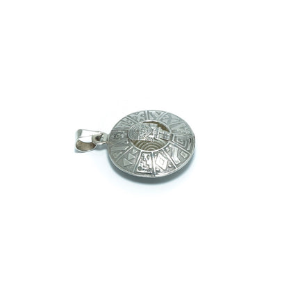 Incan Calendar luxury solid oxidized silver pendant - ITIncanTraditional