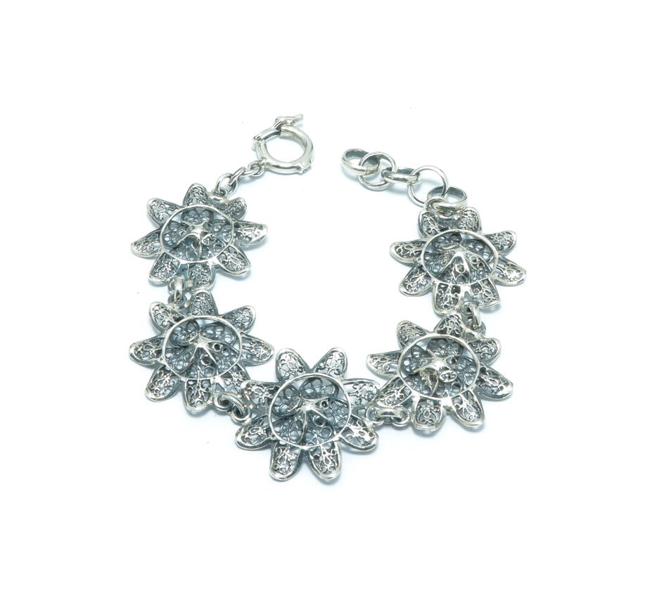 Flower luxury elegant silver bracelet - ITIncanTraditional