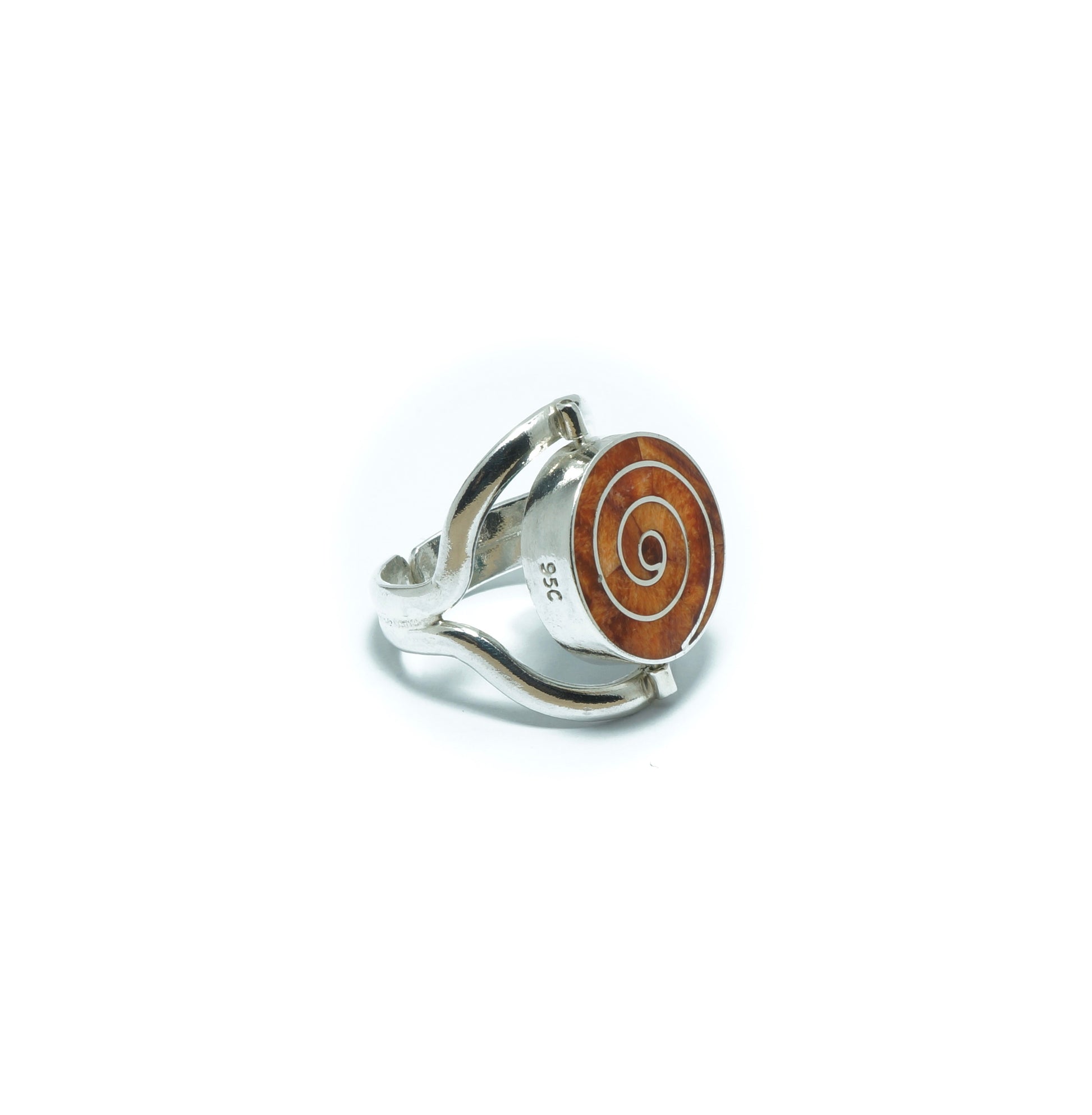 Pachamama double luxury silver ring with multiple stones and shells - ITIncanTraditional