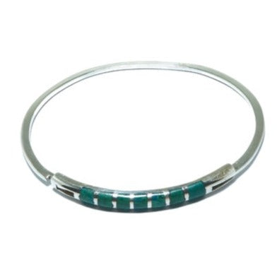 Chrysocolla design solid silver bracelet - ITIncanTraditional