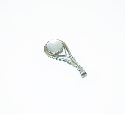 Modern Mother of Pearl luxury circular solid silver pendant - ITIncanTraditional