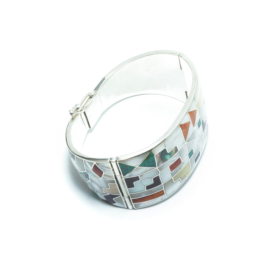 Geometrical Luxury elegant design solid silver bracelet - ITIncanTraditional