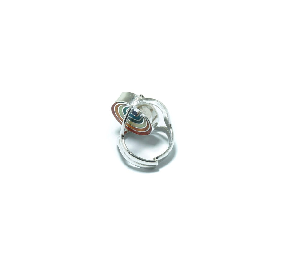 Pachamama double luxury silver ring with multiple stones and shells II - ITIncanTraditional