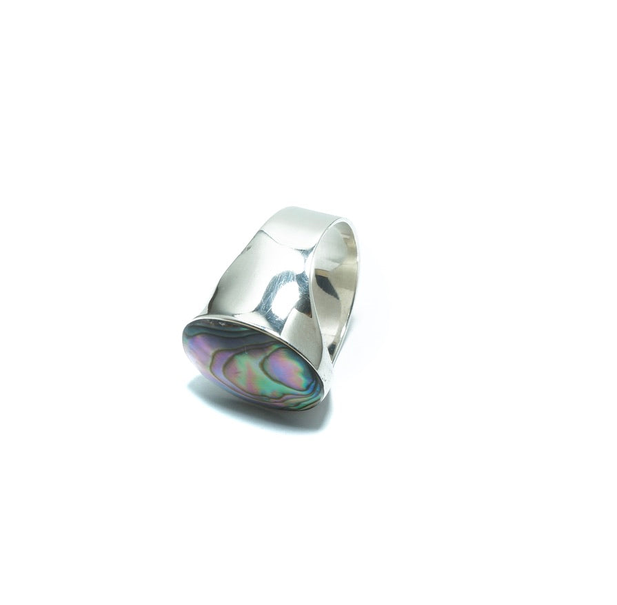 Oval Abalone luxury solid silver ring - ITIncanTraditional