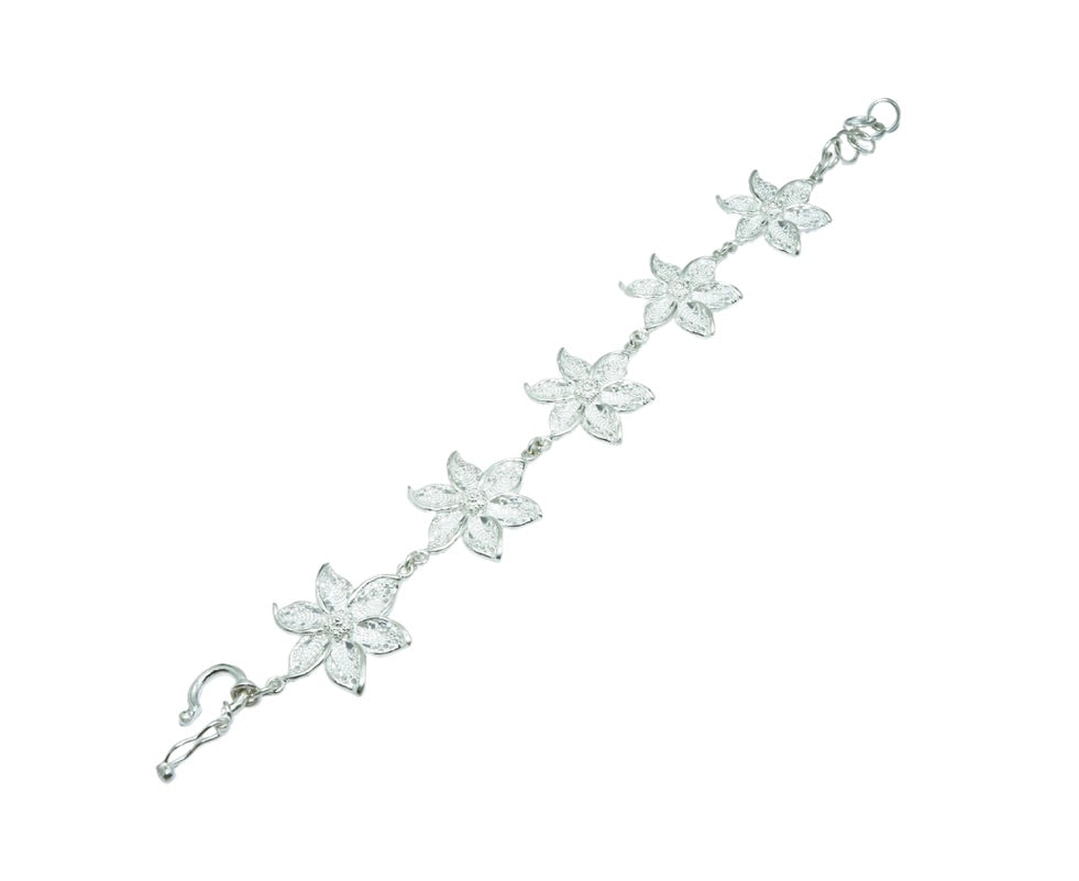 Filigree Flower luxury elegant silver bracelet - ITIncanTraditional