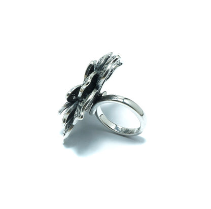 Ajustable luxury flower solid silver ring - ITIncanTraditional