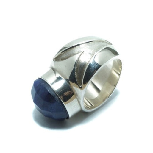 Faceted Sodalite design luxury solid silver ring - ITIncanTraditional