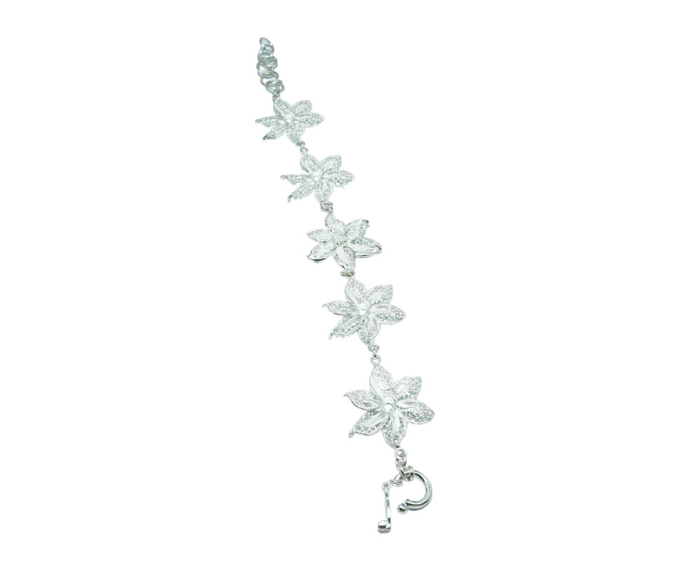 Filigree Flower luxury elegant silver bracelet - ITIncanTraditional