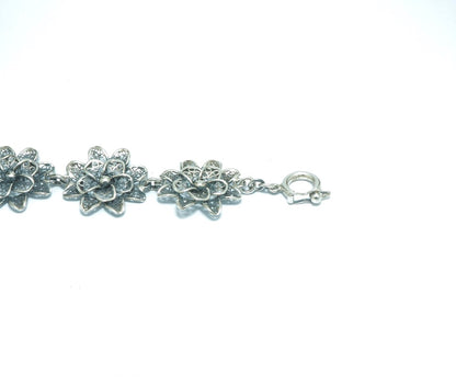 Flower luxury elegant silver bracelet - ITIncanTraditional