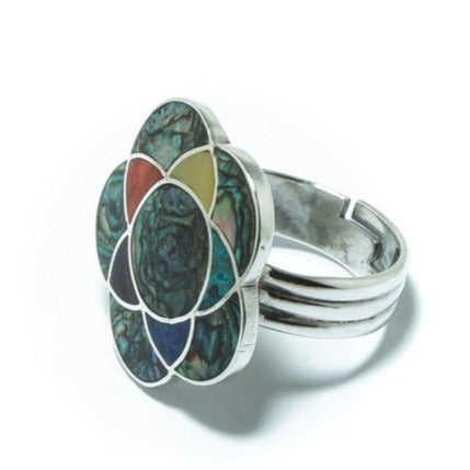 Geometrical luxury solid silver ring - ITIncanTraditional