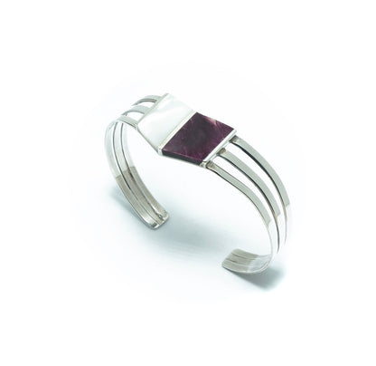 Nacre and Purple Spondylus luxury design solid silver bracelet - ITIncanTraditional