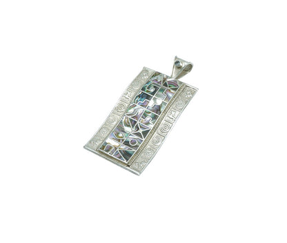 Incan Calendar luxury solid silver pendant with Abalone shell II - ITIncanTraditional