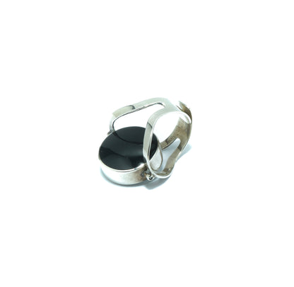 Double luxury circular silver ring with Onyx and Mother of Pearl - ITIncanTraditional