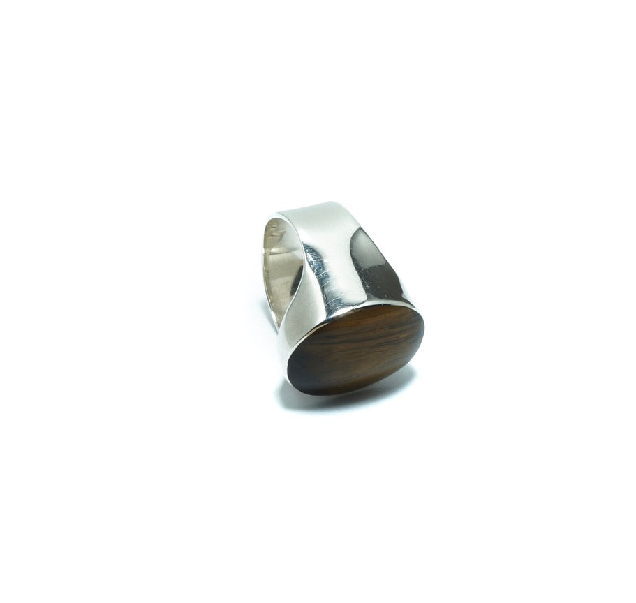 Tiger's eye solid silver ring - ITIncanTraditional