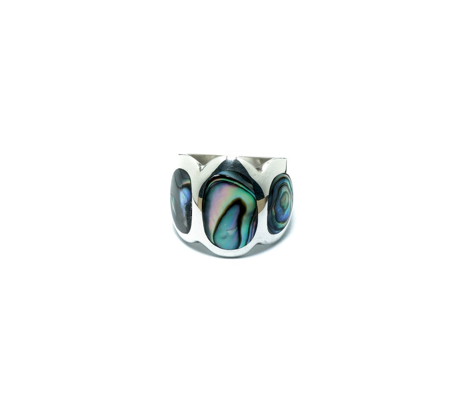 Abalone luxury solid silver ring - ITIncanTraditional