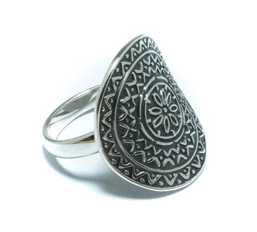 Geometric adjustable luxury silver ring - ITIncanTraditional