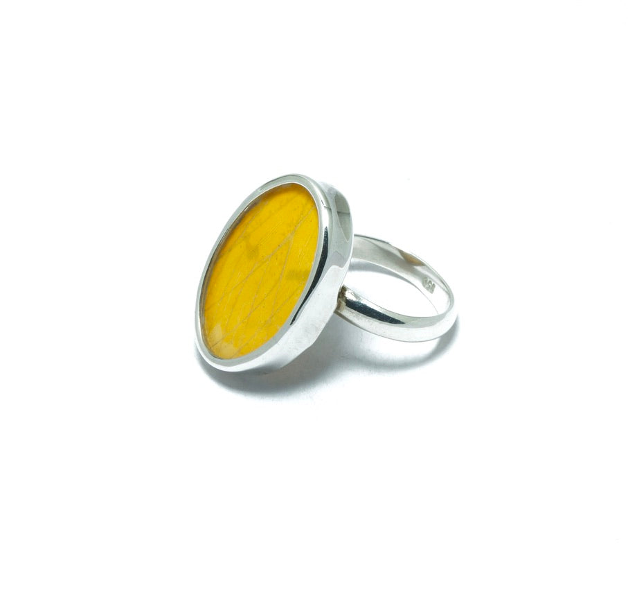 Phoebis Philea yellow luxury silver ring - ITIncanTraditional