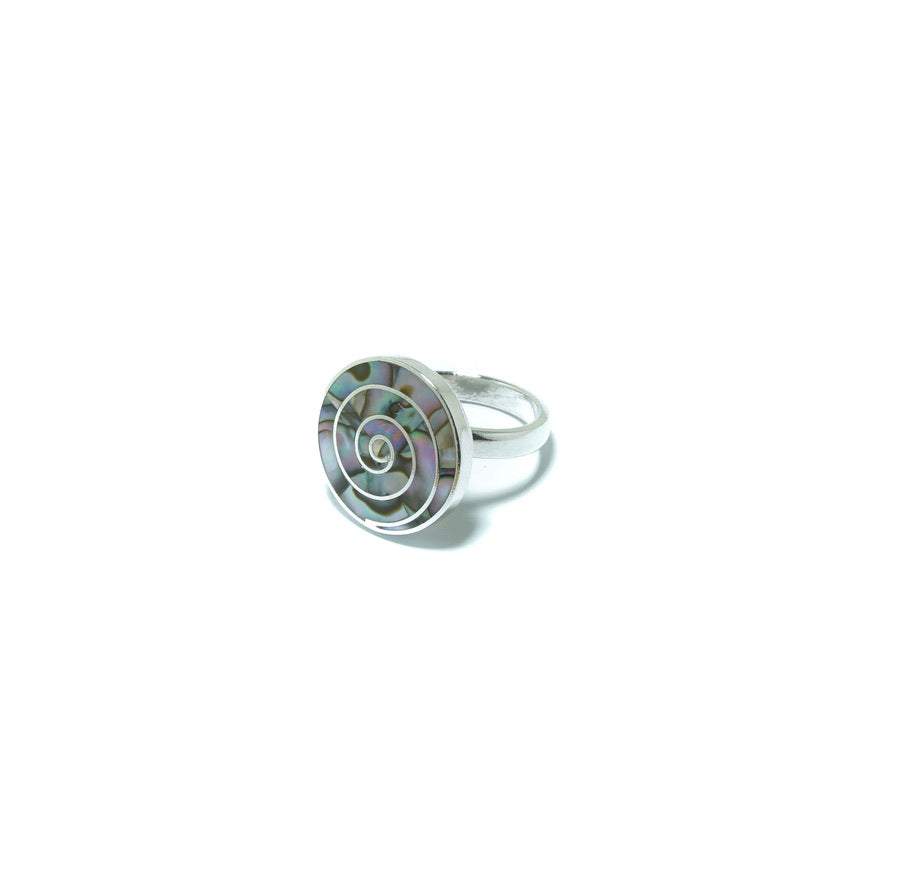 Spiral Abalone luxury solid silver ring - ITIncanTraditional