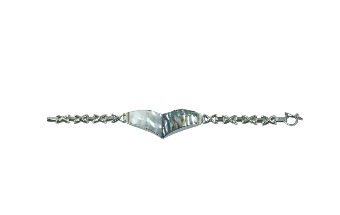 Double shell elegant design solid silver bracelet - ITIncanTraditional